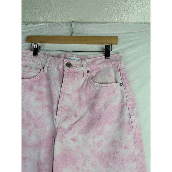 Zara‎ Women's Tie Dye High Rise Wide Leg Pants size 6 Pink - Picture 4 of 9